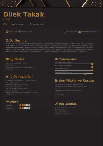 Eczacı CV Örnekleri cv indir